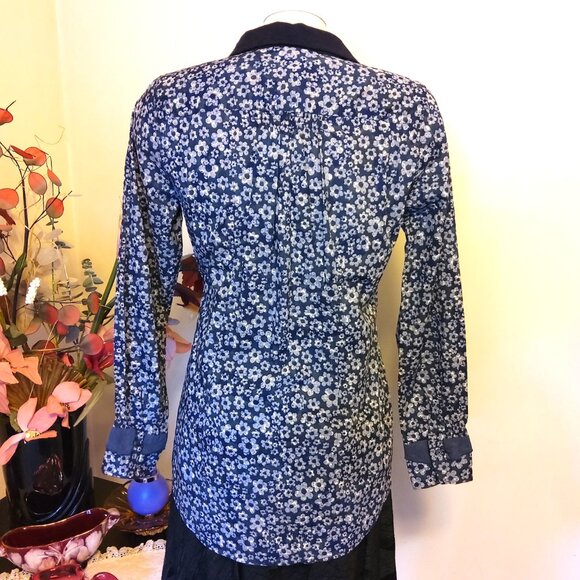 NWT NH NADINE H Women’s Multi Color Printed Floral Pleated Long Sleeve Blouse 38 - Picture 8 of 10